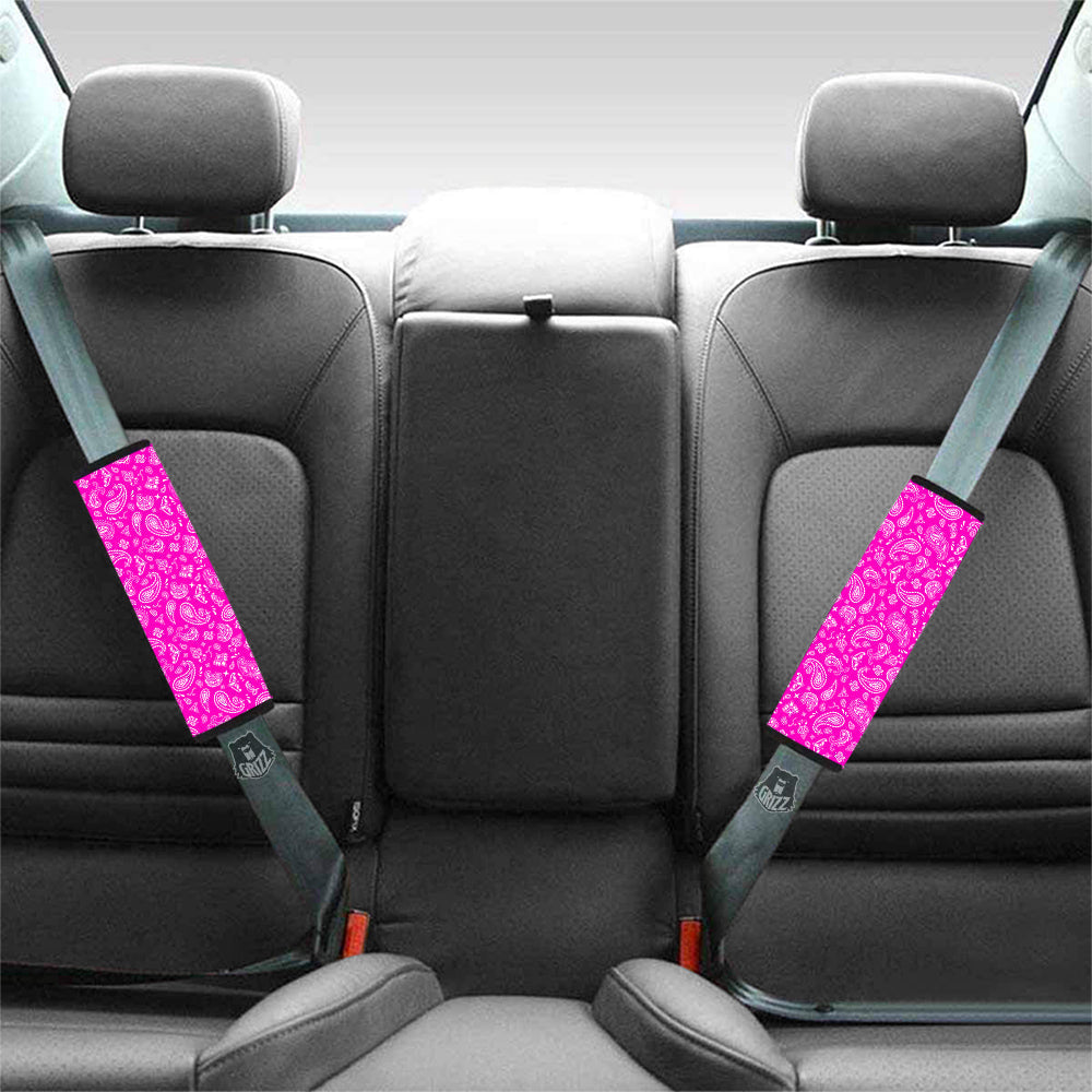 Pink Paisley Bandana Print Car Seat Belt Cover-grizzshop