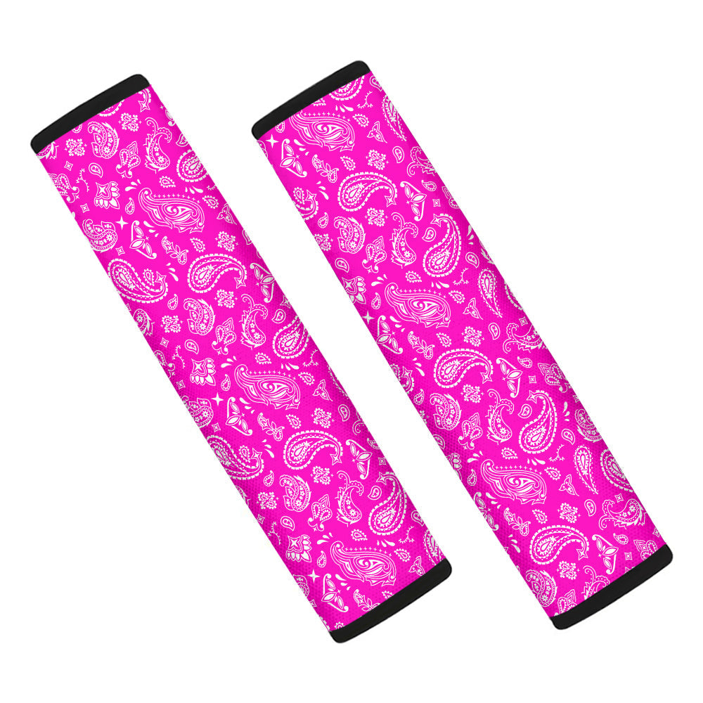 Pink Paisley Bandana Print Car Seat Belt Cover-grizzshop