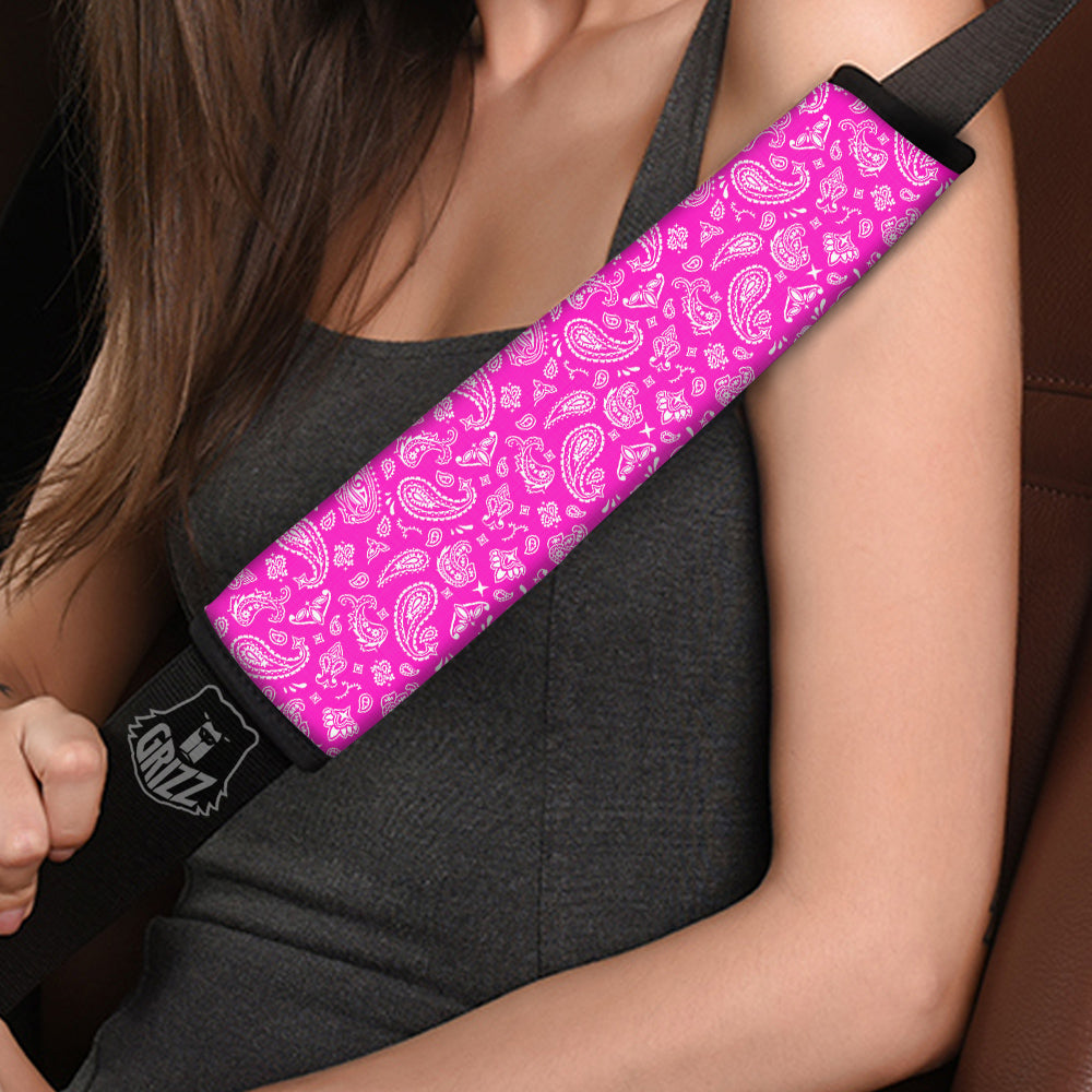 Pink Paisley Bandana Print Car Seat Belt Cover-grizzshop