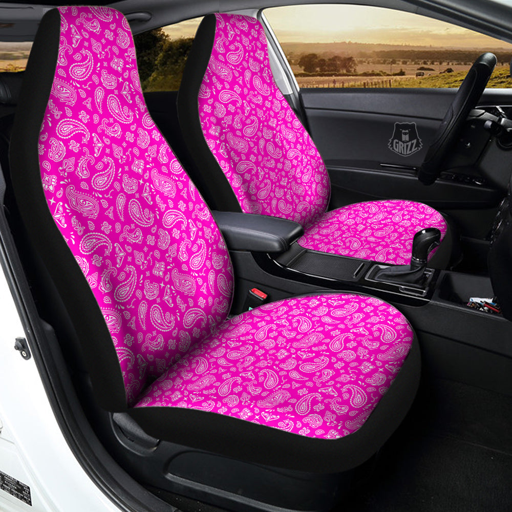 Pink Paisley Bandana Print Car Seat Covers-grizzshop