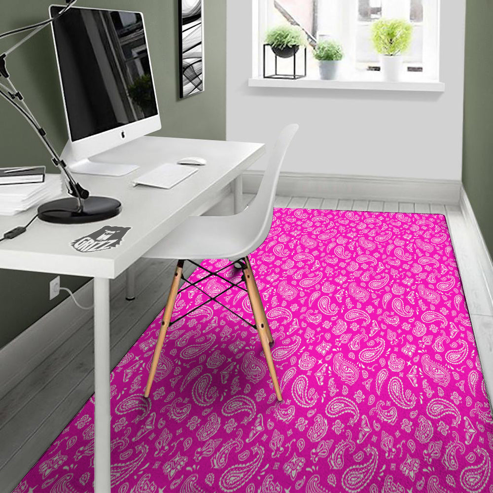 Pink Paisley Bandana Print Floor Mat-grizzshop