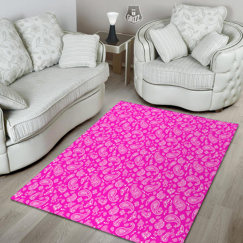 Pink Paisley Bandana Print Floor Mat-grizzshop