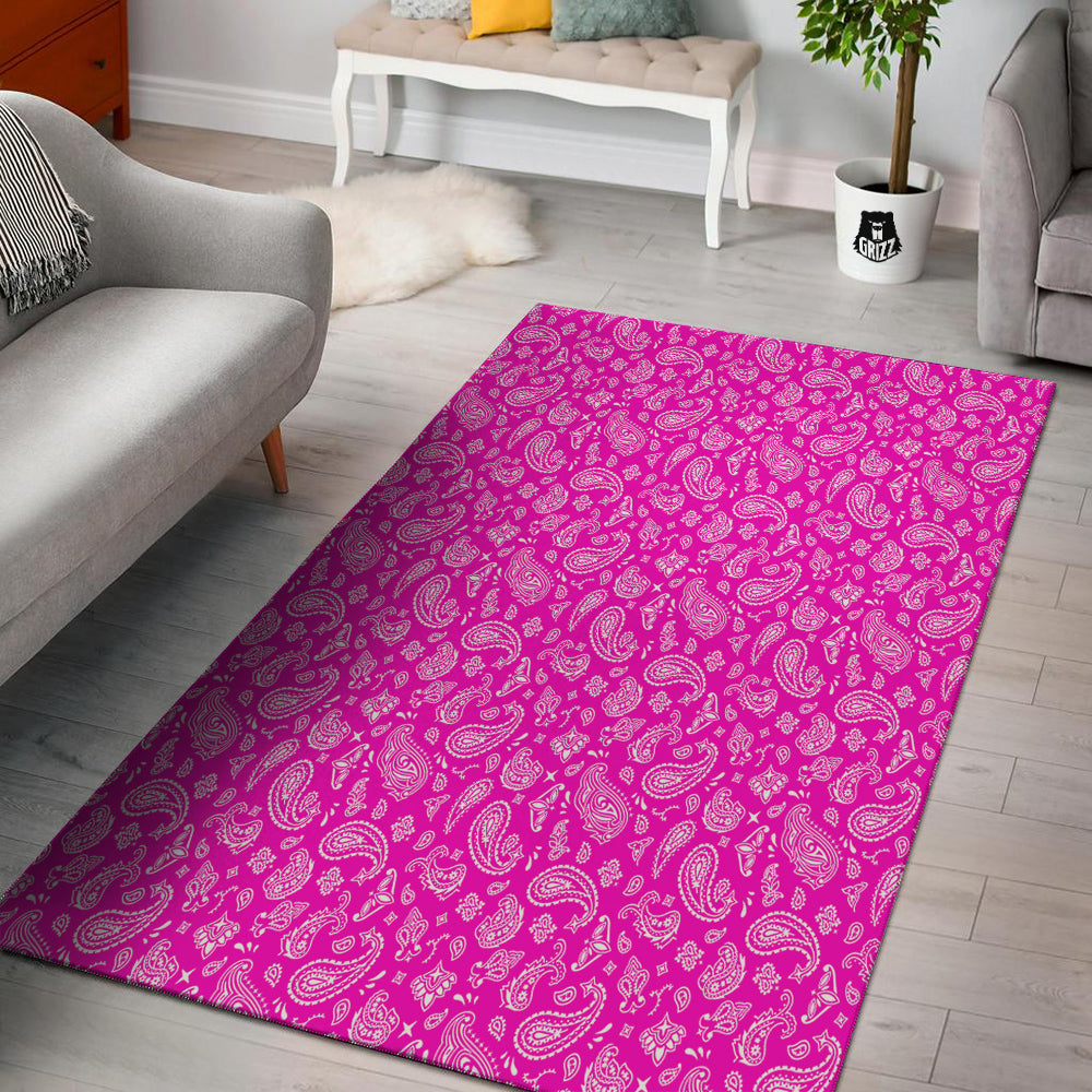 Pink Paisley Bandana Print Floor Mat-grizzshop