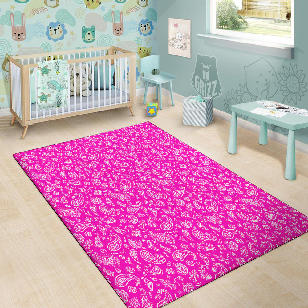 Pink Paisley Bandana Print Floor Mat-grizzshop