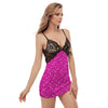 Pink Paisley Bandana Print Women's Sexy Night Dress-grizzshop