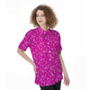 Pink Paisley Bandana Print Women's Short Sleeve Shirts-grizzshop