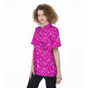 Pink Paisley Bandana Print Women's Short Sleeve Shirts-grizzshop