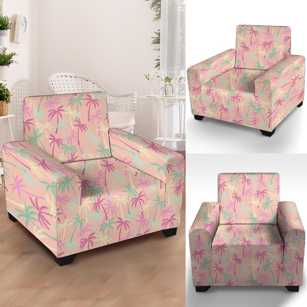 Pink Palm Tree Hawaiian Print Armchair Cover-grizzshop