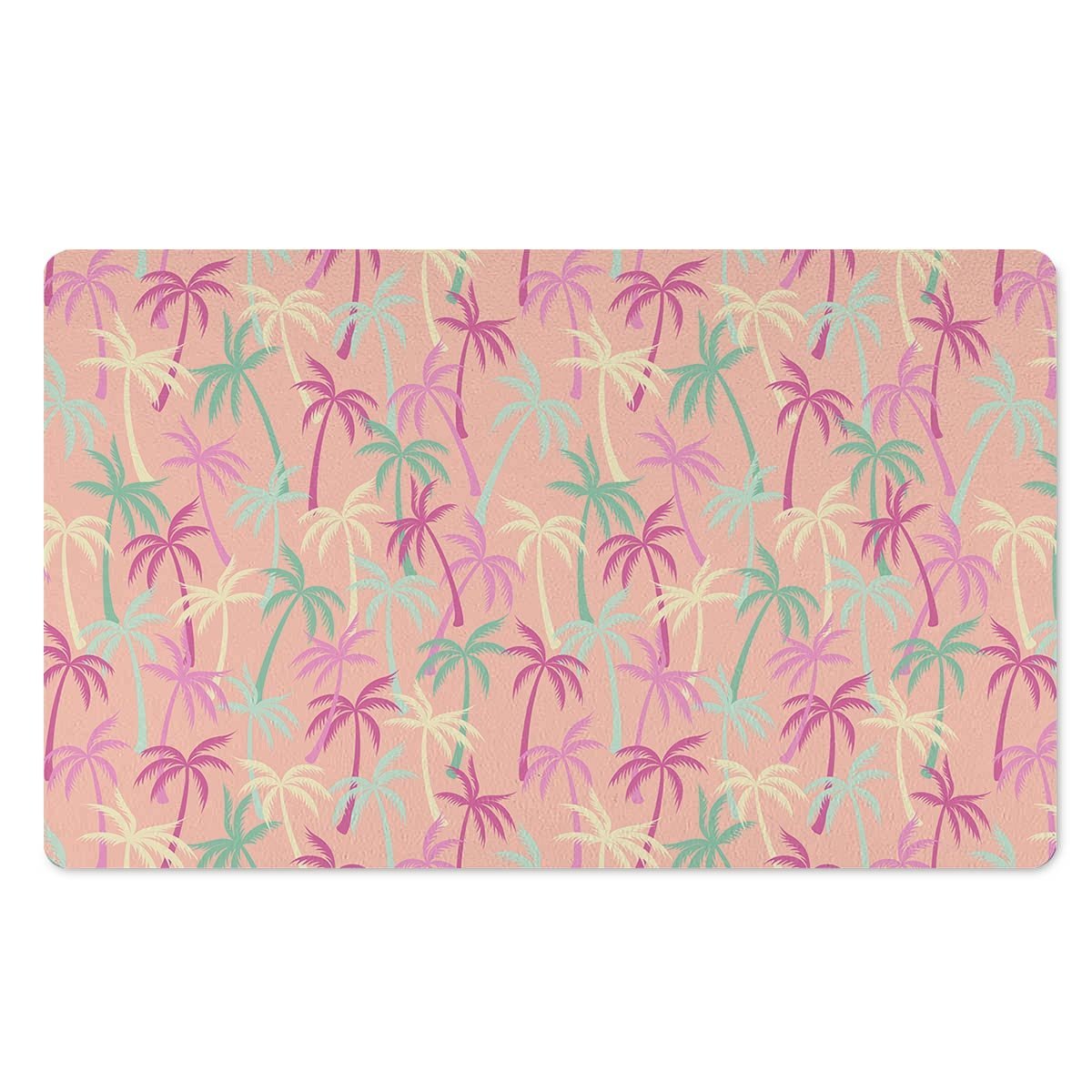 Pink Palm Tree Hawaiian Print Door Mat-grizzshop