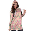 Pink Palm Tree Hawaiian Print Hoodie Dress-grizzshop