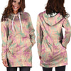 Pink Palm Tree Hawaiian Print Hoodie Dress-grizzshop