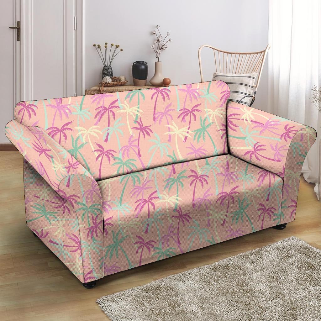 Pink Palm Tree Hawaiian Print Loveseat Cover-grizzshop