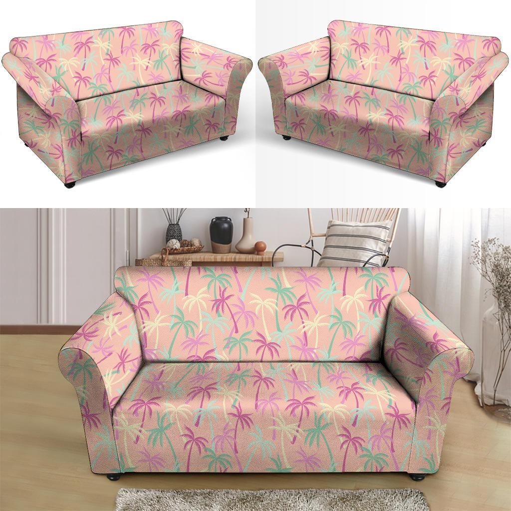 Pink Palm Tree Hawaiian Print Loveseat Cover-grizzshop