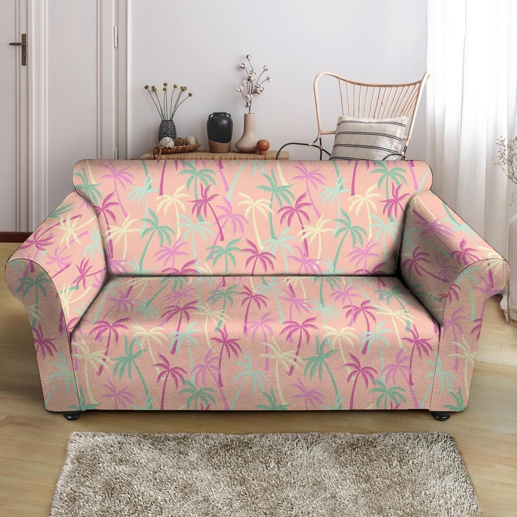 Pink Palm Tree Hawaiian Print Loveseat Cover-grizzshop