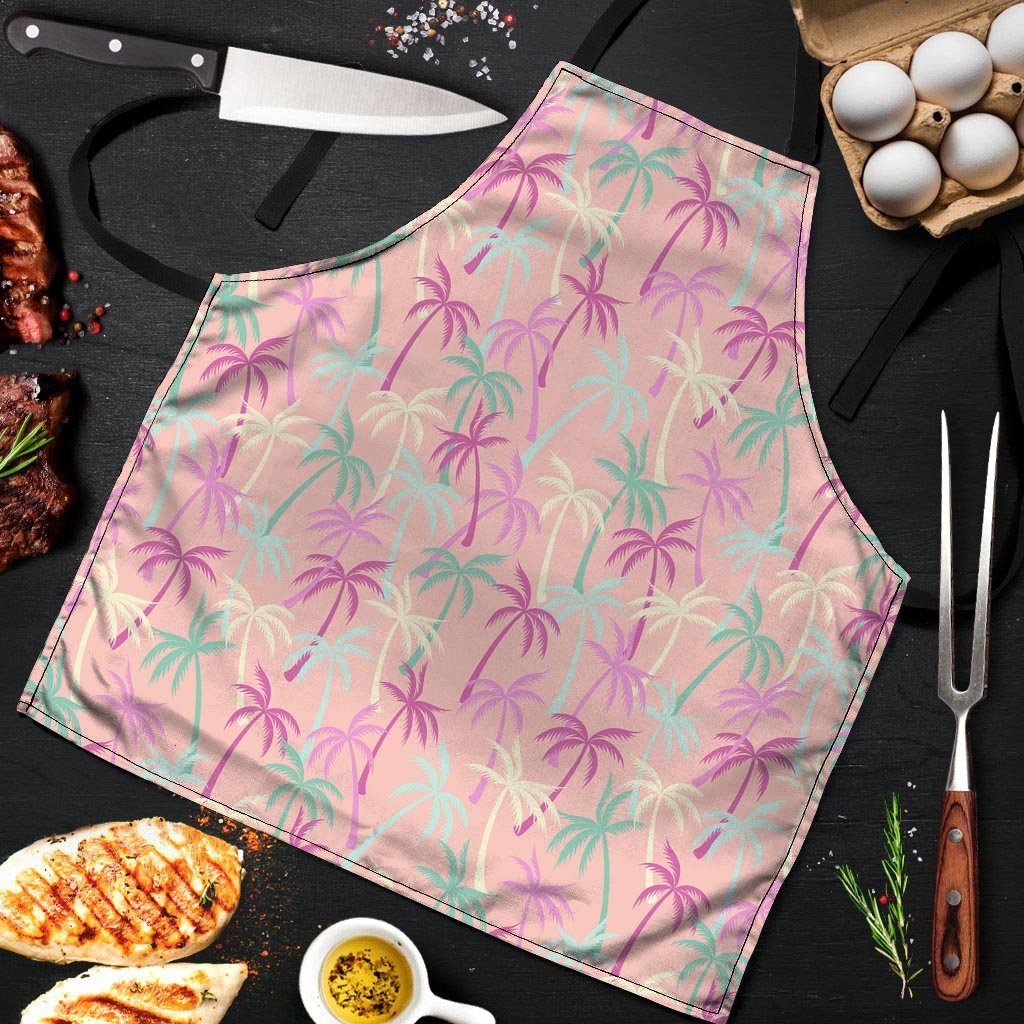 Pink Palm Tree Hawaiian Print Men's Apron-grizzshop