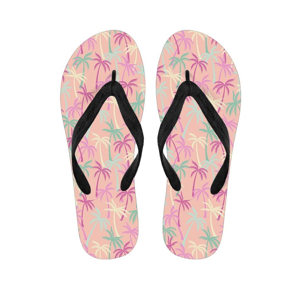 Pink Palm Tree Hawaiian Print Men's Flip Flops-grizzshop