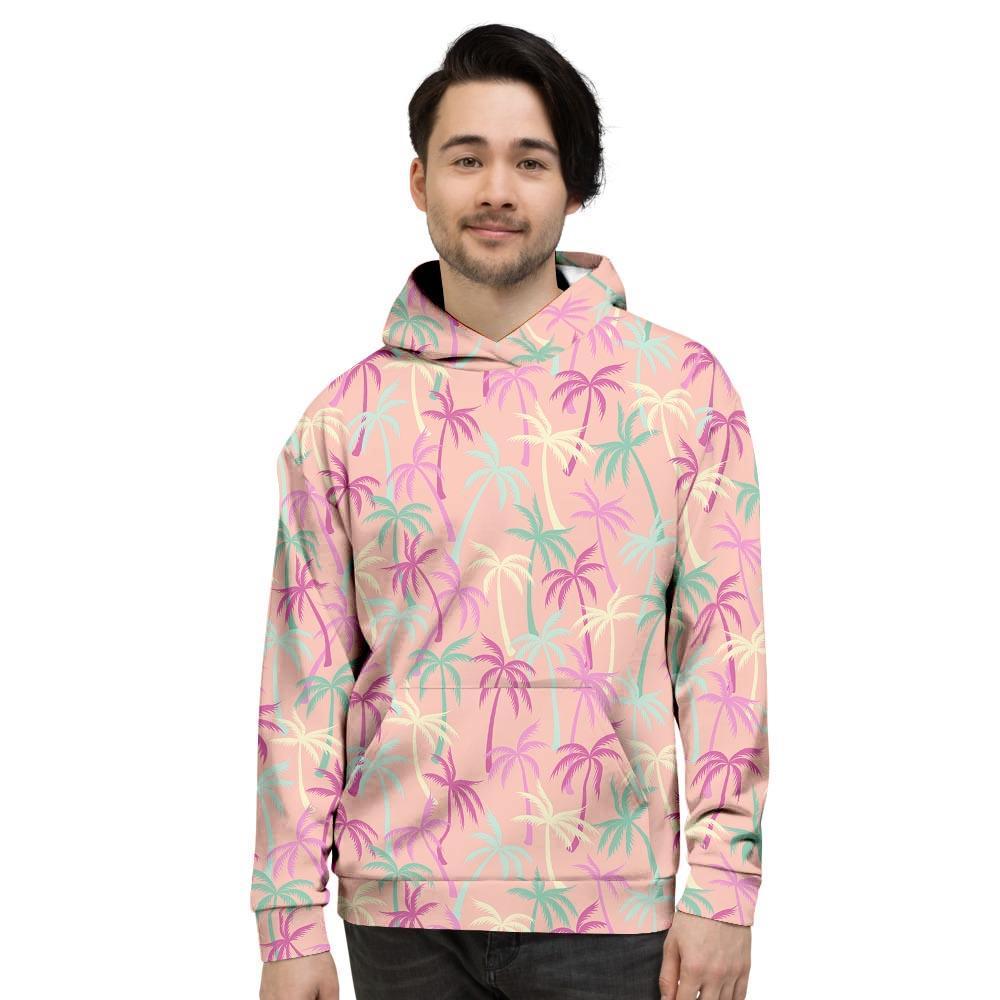 Pink Palm Tree Hawaiian Print Men's Hoodie-grizzshop