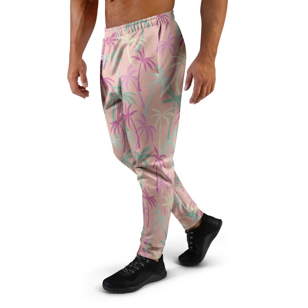 Pink Palm Tree Hawaiian Print Men's Joggers-grizzshop