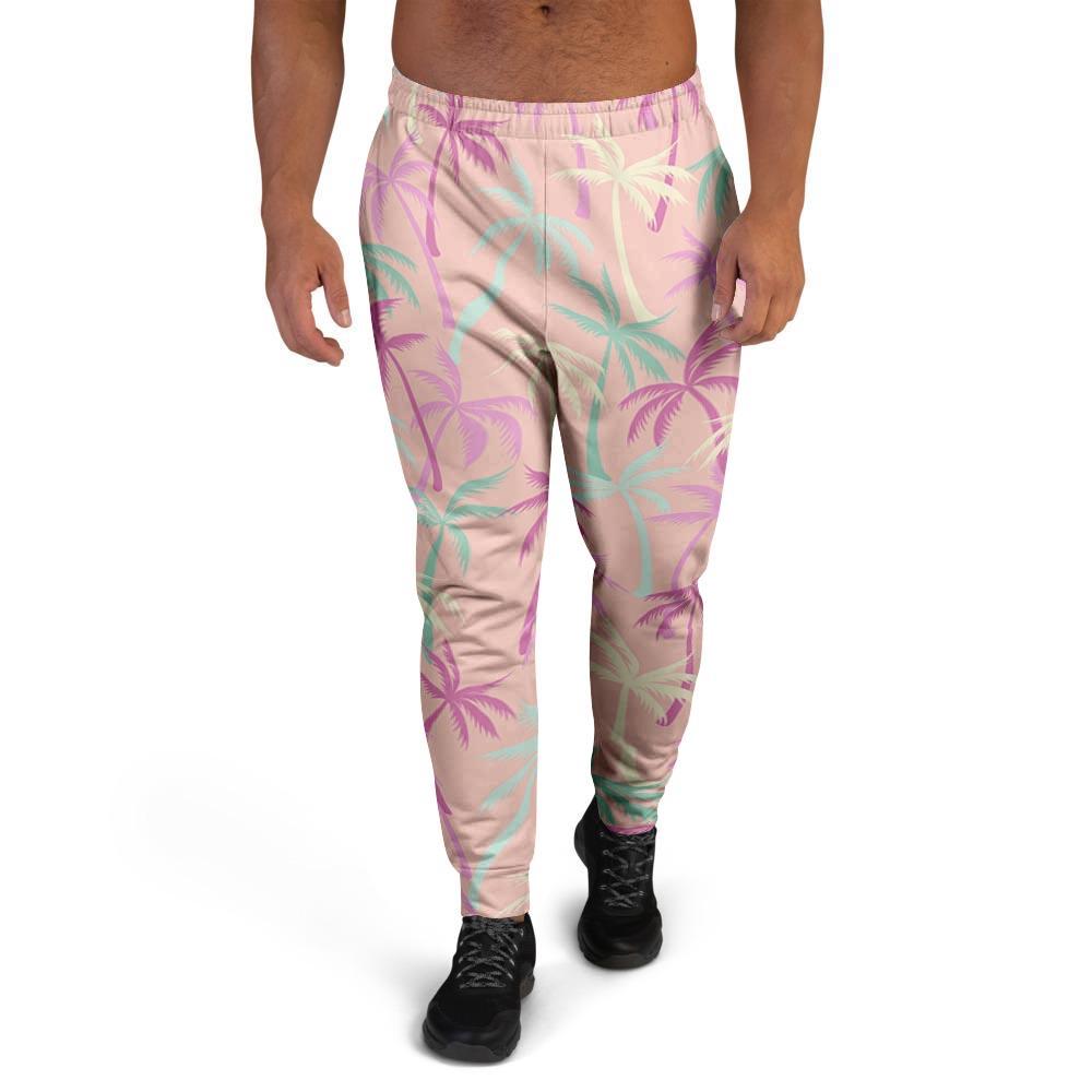 Pink Palm Tree Hawaiian Print Men's Joggers-grizzshop