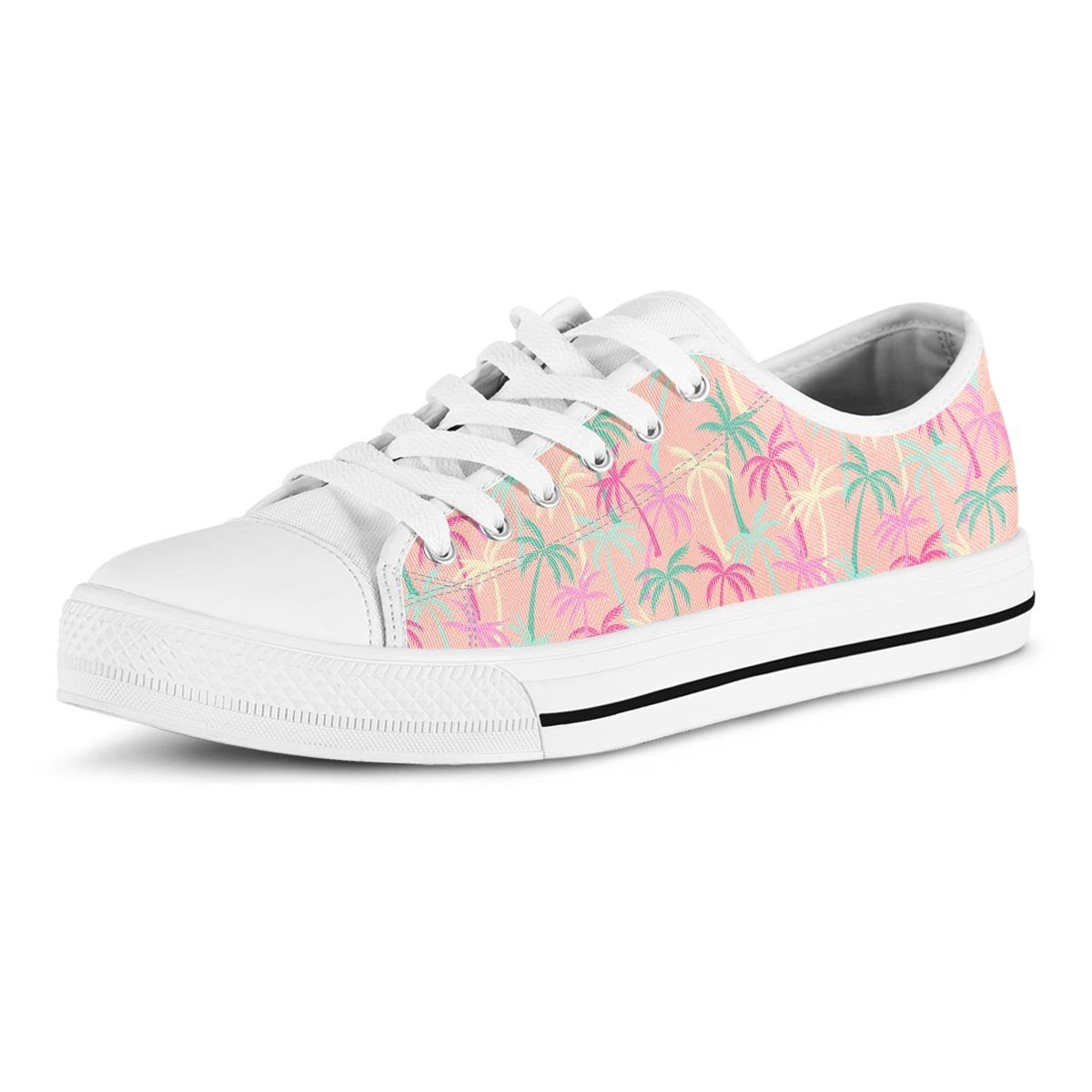 Pink Palm Tree Hawaiian Print Men's Low Top Shoes-grizzshop