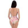 Pink Palm Tree Hawaiian Print One Piece Swimsuite-grizzshop