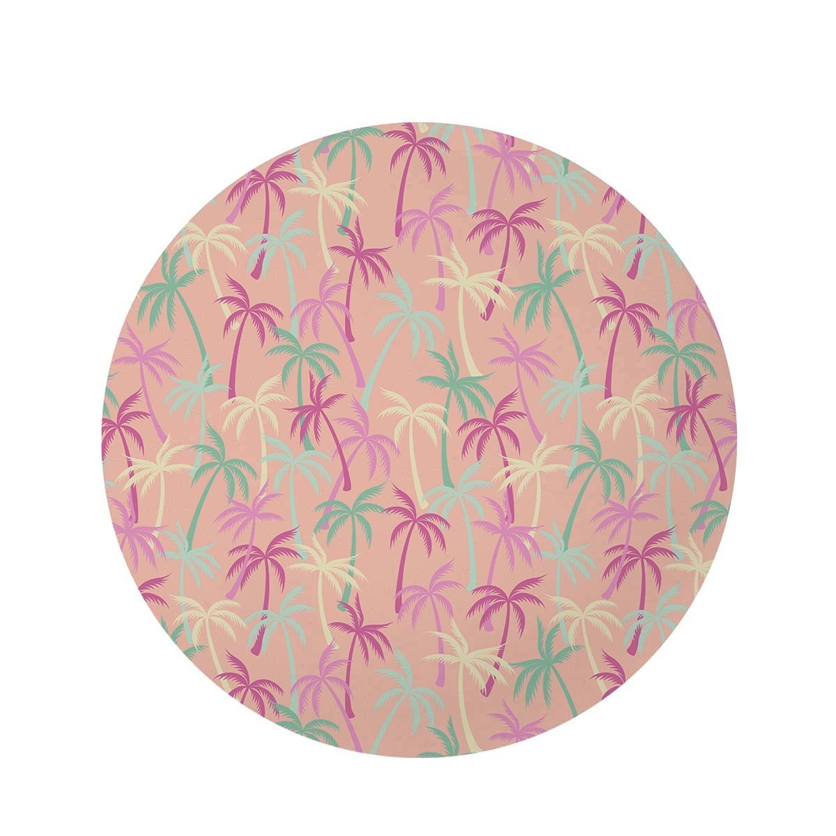 Pink Palm Tree Hawaiian Print Round Rug-grizzshop