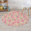 Pink Palm Tree Hawaiian Print Round Rug-grizzshop