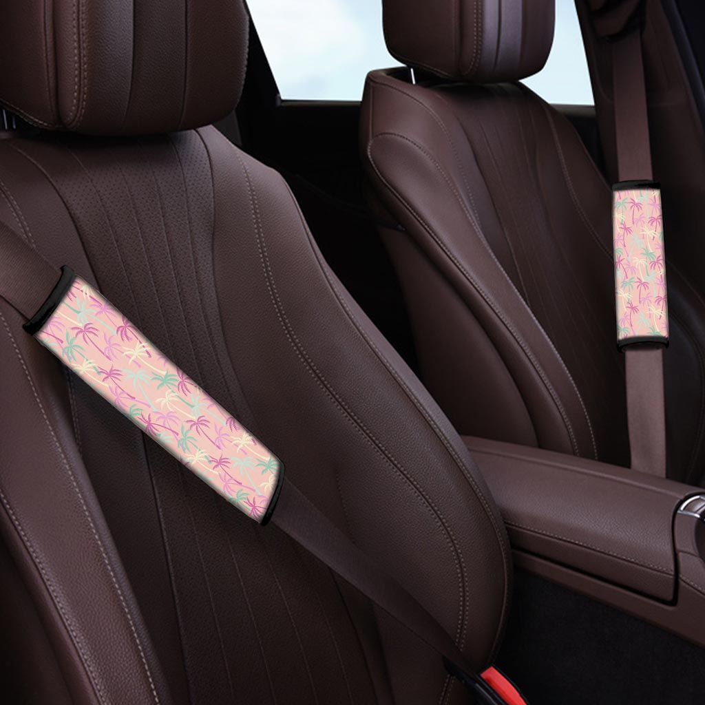 Pink Palm Tree Hawaiian Print Seat Belt Cover-grizzshop
