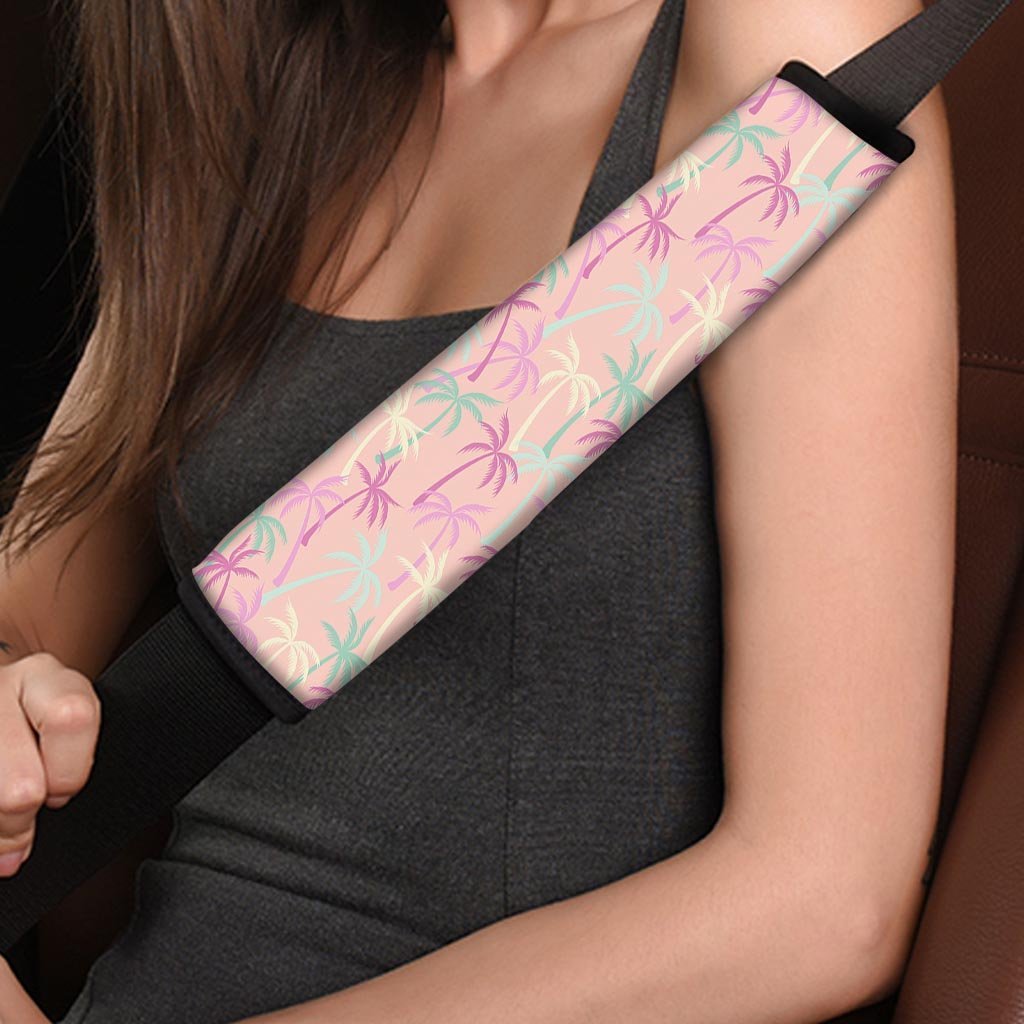 Pink Palm Tree Hawaiian Print Seat Belt Cover-grizzshop