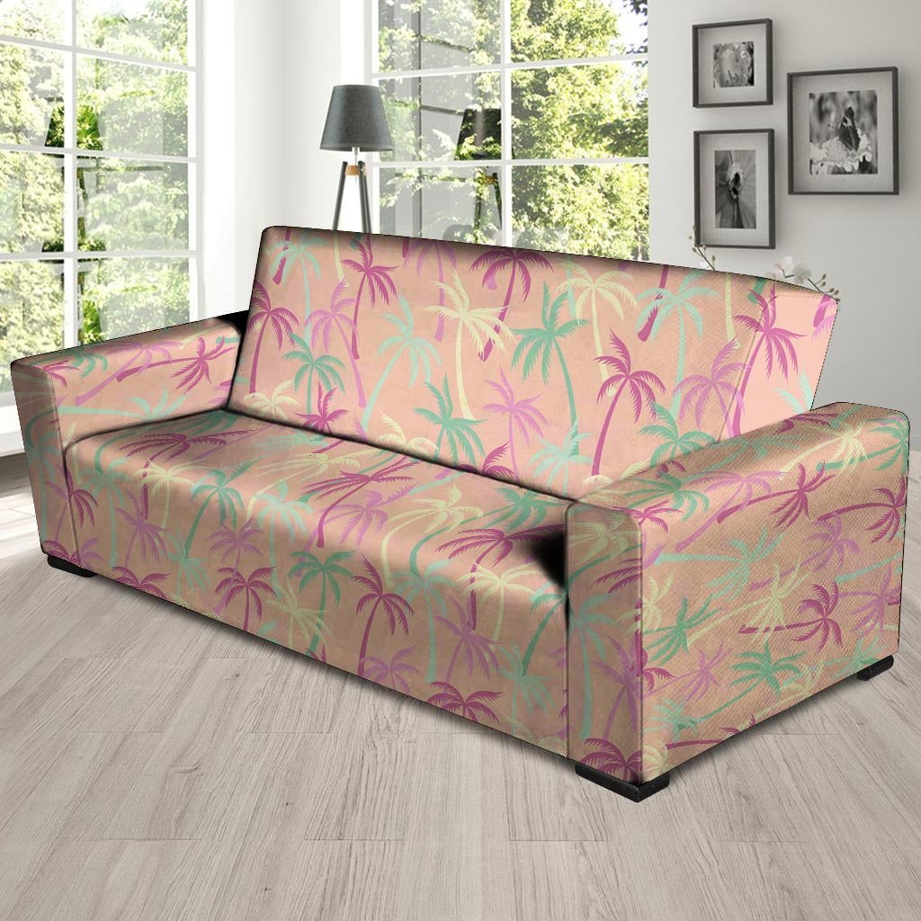 Pink Palm Tree Hawaiian Print Sofa Cover-grizzshop