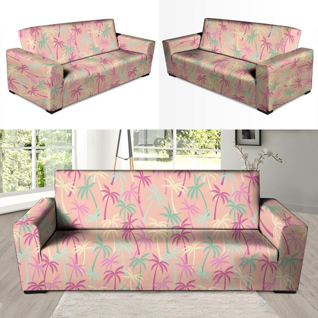 Pink Palm Tree Hawaiian Print Sofa Cover-grizzshop