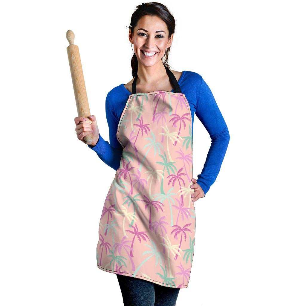 Pink Palm Tree Hawaiian Print Women's Apron-grizzshop