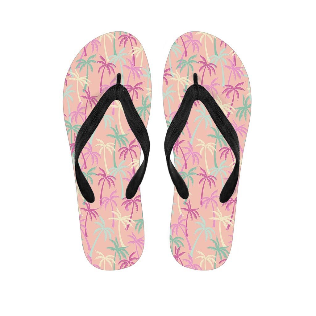 Pink Palm Tree Hawaiian Print Women's Flip Flops-grizzshop