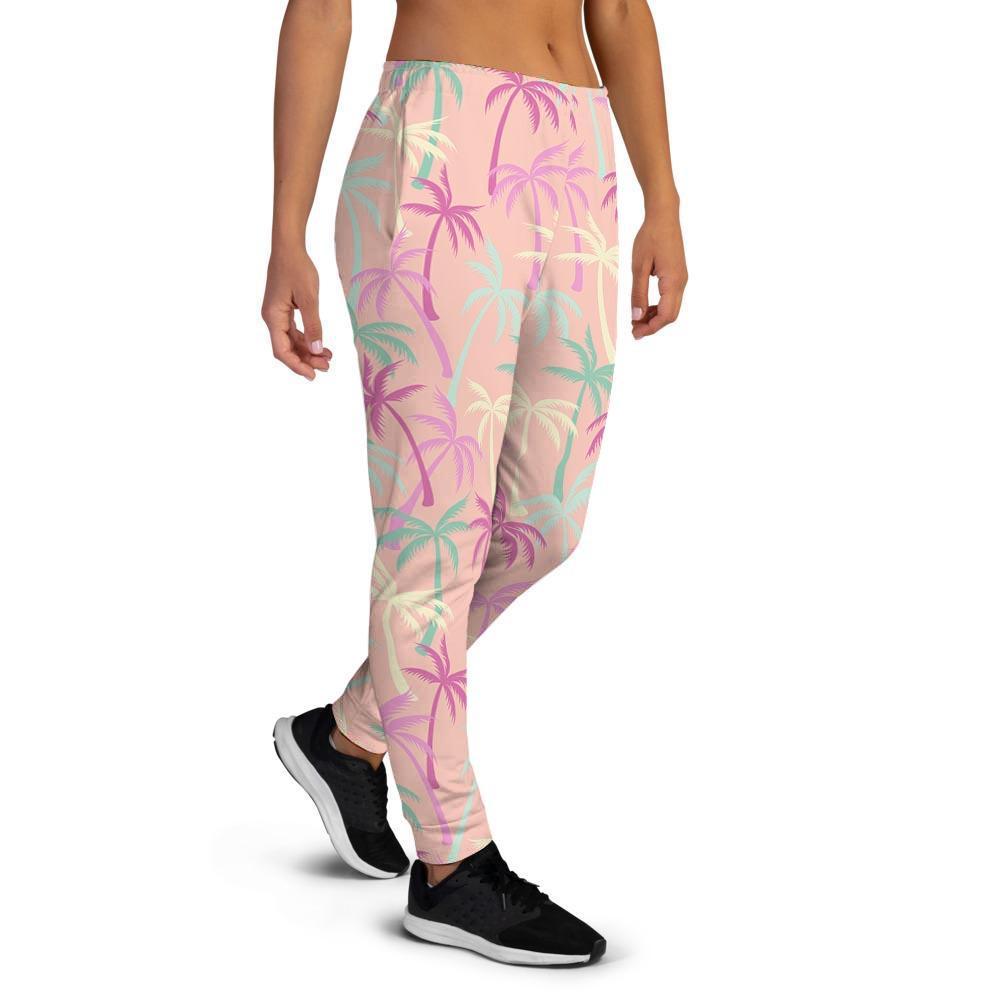 Pink Palm Tree Hawaiian Print Women's Joggers-grizzshop