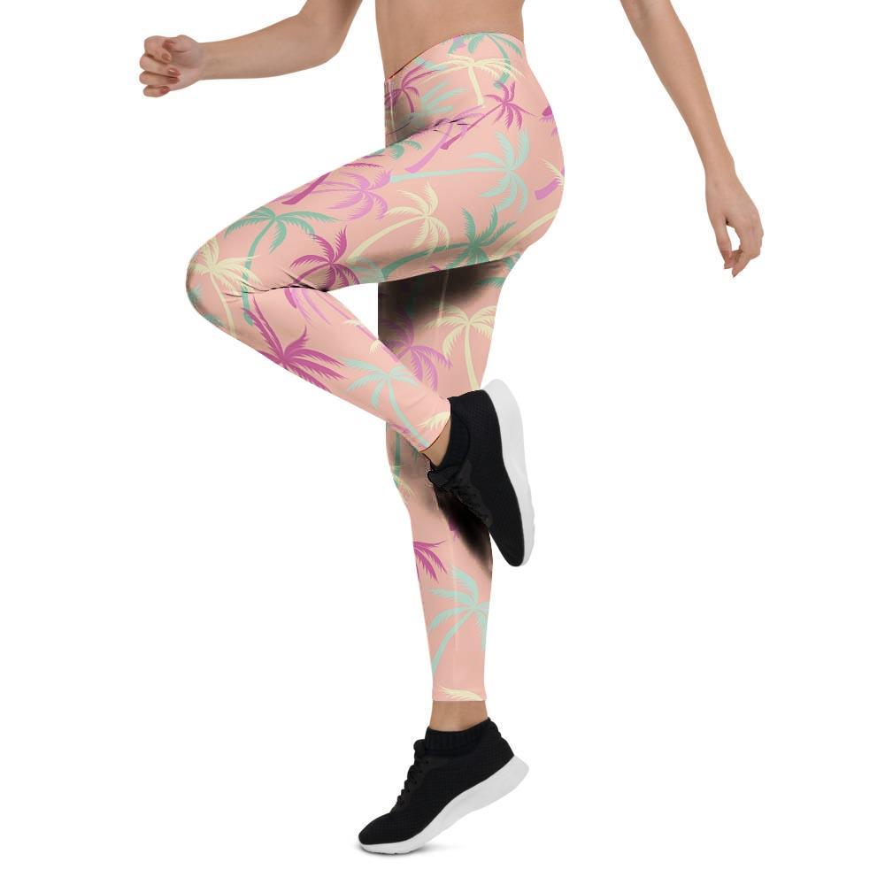 Pink Palm Tree Hawaiian Print Women's Leggings-grizzshop