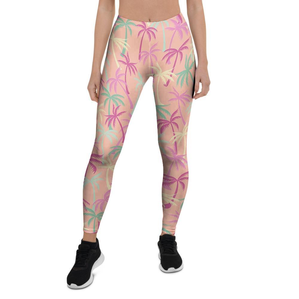 Pink Palm Tree Hawaiian Print Women's Leggings-grizzshop