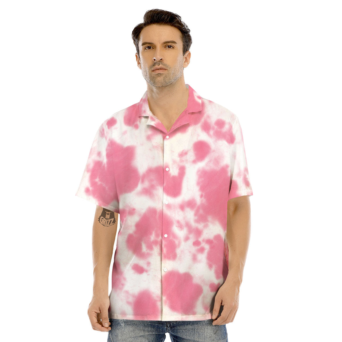 Pink Pastel And White Cow Print Men's Hawaiian Shirt-grizzshop