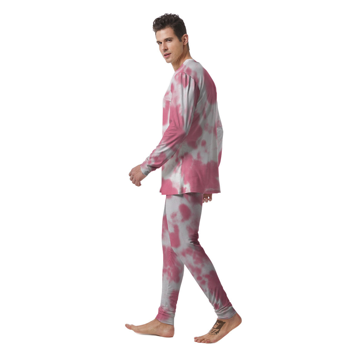 Pink Pastel And White Cow Print Men's Pajamas-grizzshop