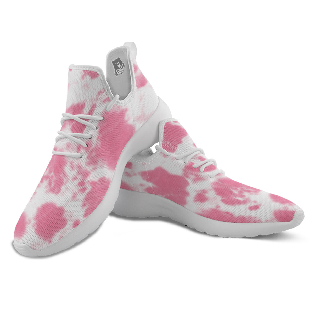 Pink Pastel And White Cow Print White Athletic Shoes-grizzshop