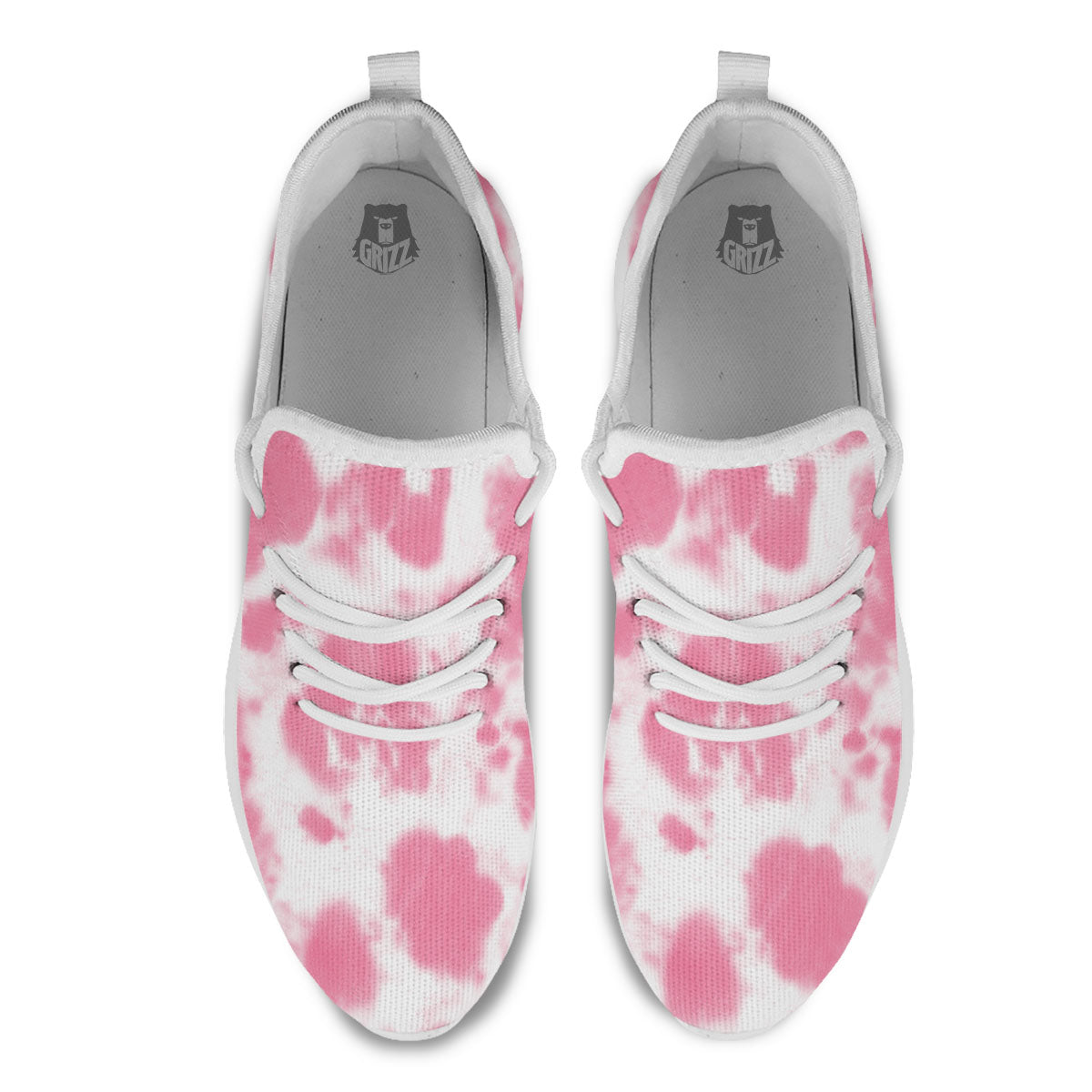 Pink Pastel And White Cow Print White Athletic Shoes-grizzshop