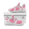 Pink Pastel And White Cow Print White Athletic Shoes-grizzshop