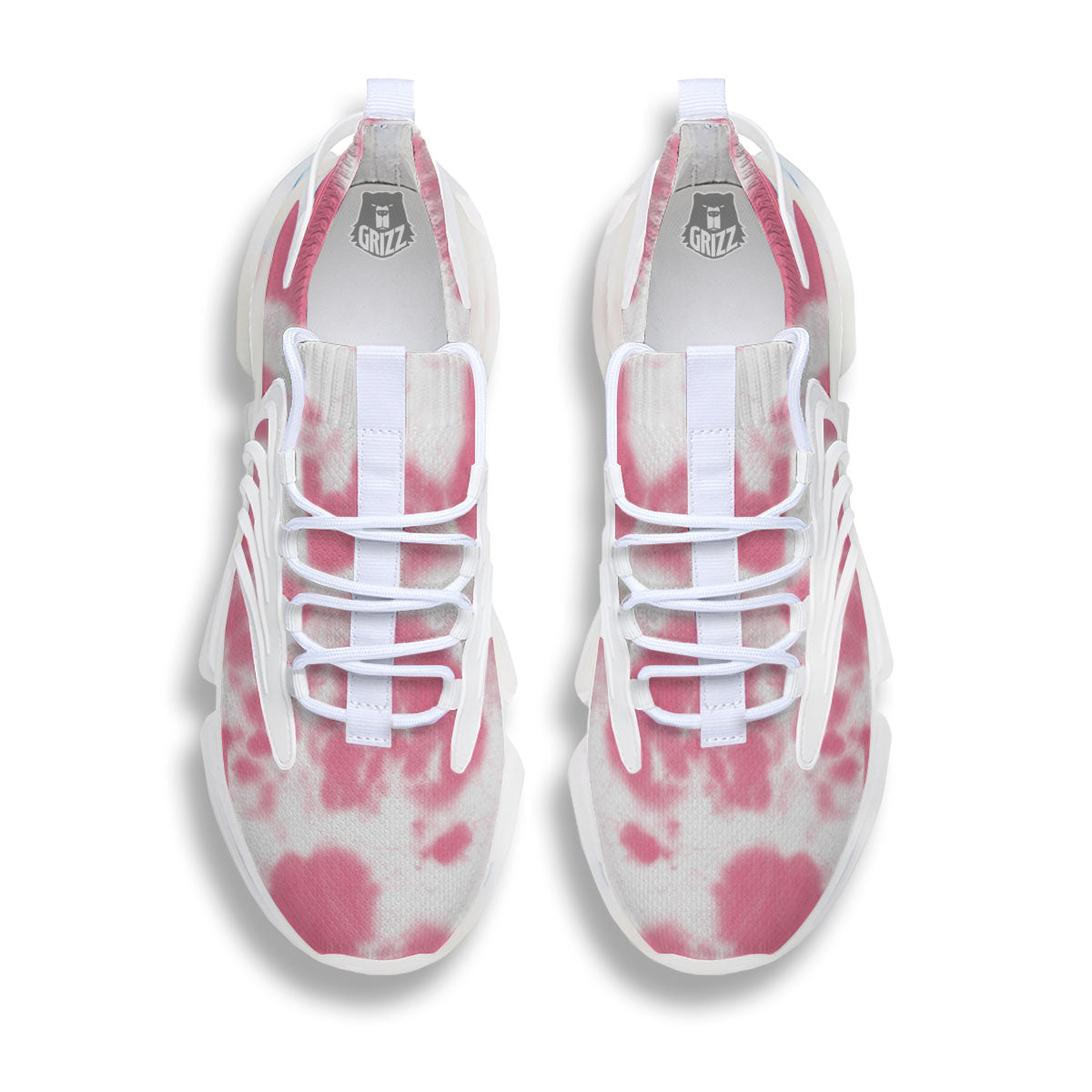 Pink Pastel And White Cow Print White Gym Shoes-grizzshop