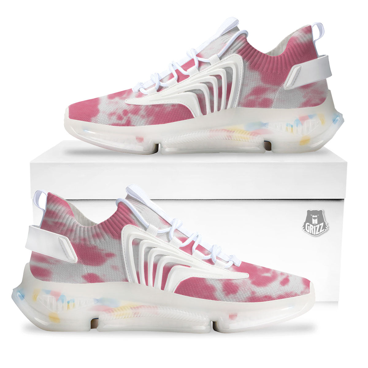 Pink Pastel And White Cow Print White Gym Shoes-grizzshop