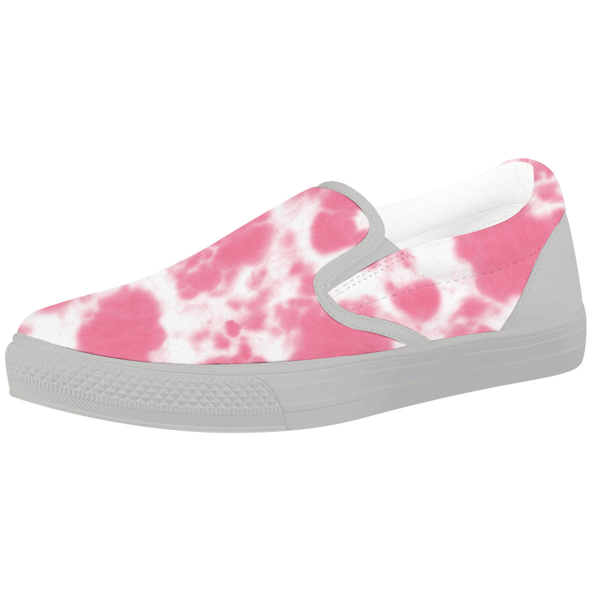Pink Pastel And White Cow Print White Slip On Shoes-grizzshop