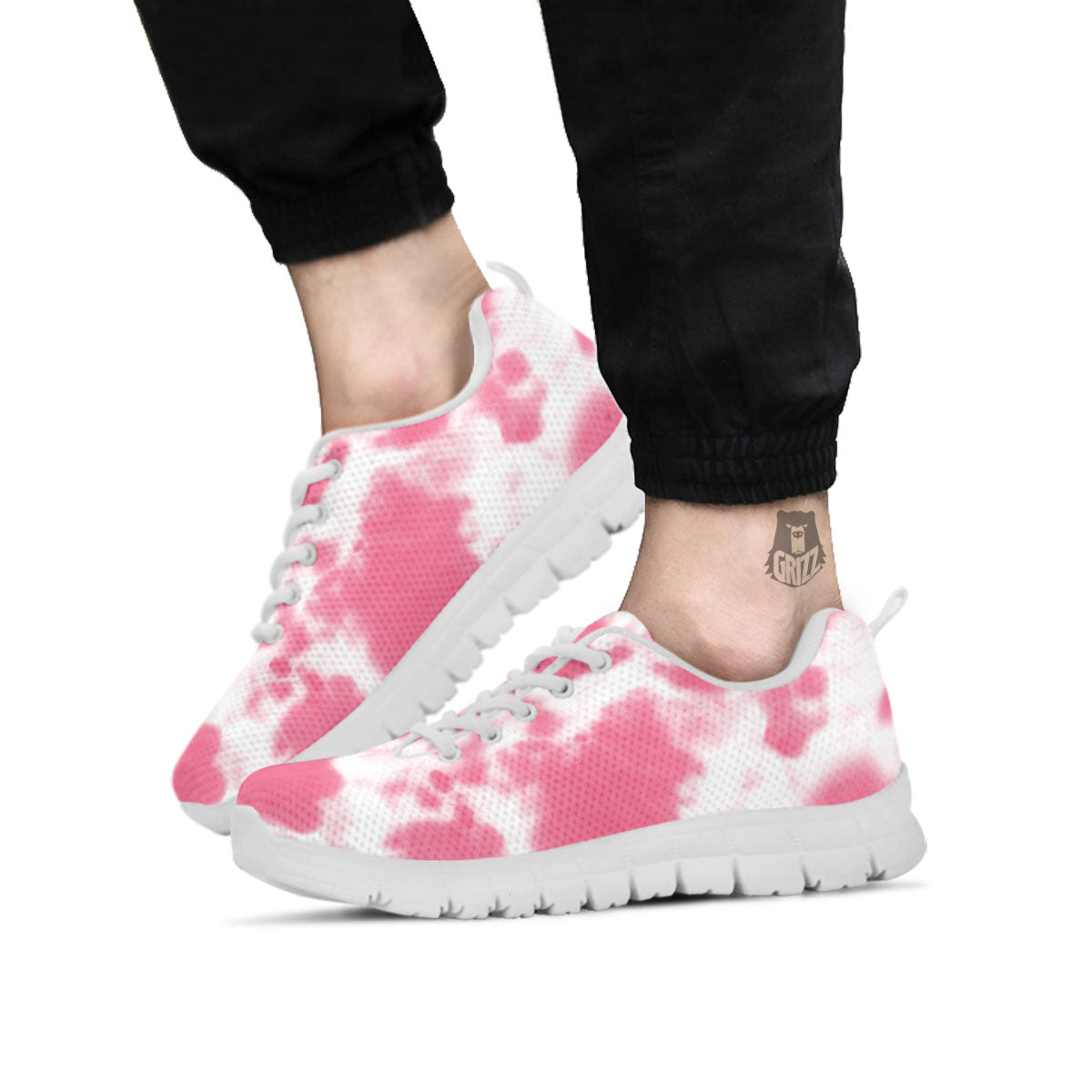 Pink Pastel And White Cow Print White Sneaker-grizzshop