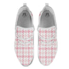 Pink Pastel And White Houndstooth Print White Athletic Shoes-grizzshop