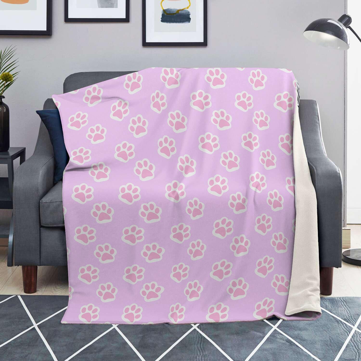 Pink Pastel Paw Blanket-grizzshop