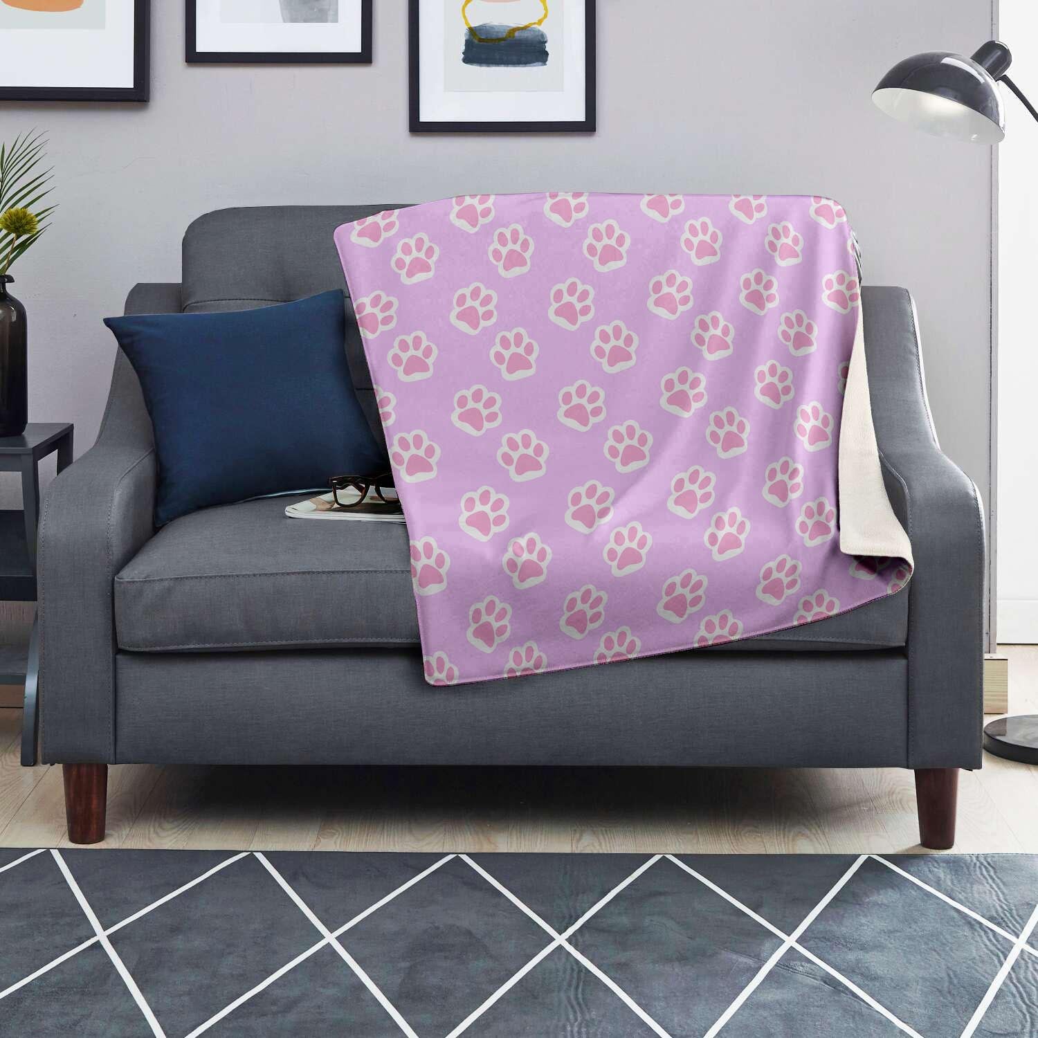 Pink Pastel Paw Blanket-grizzshop