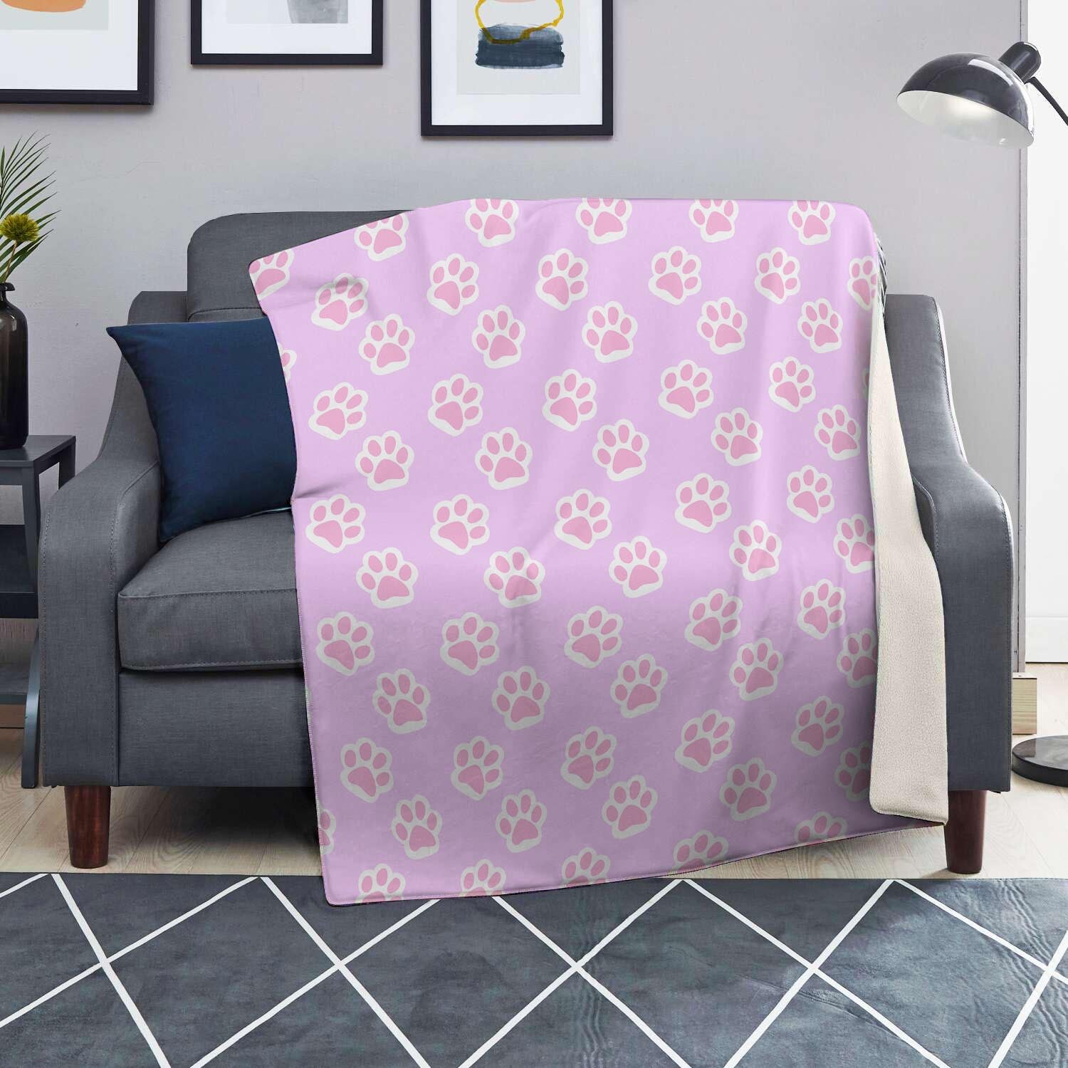 Pink Pastel Paw Blanket-grizzshop