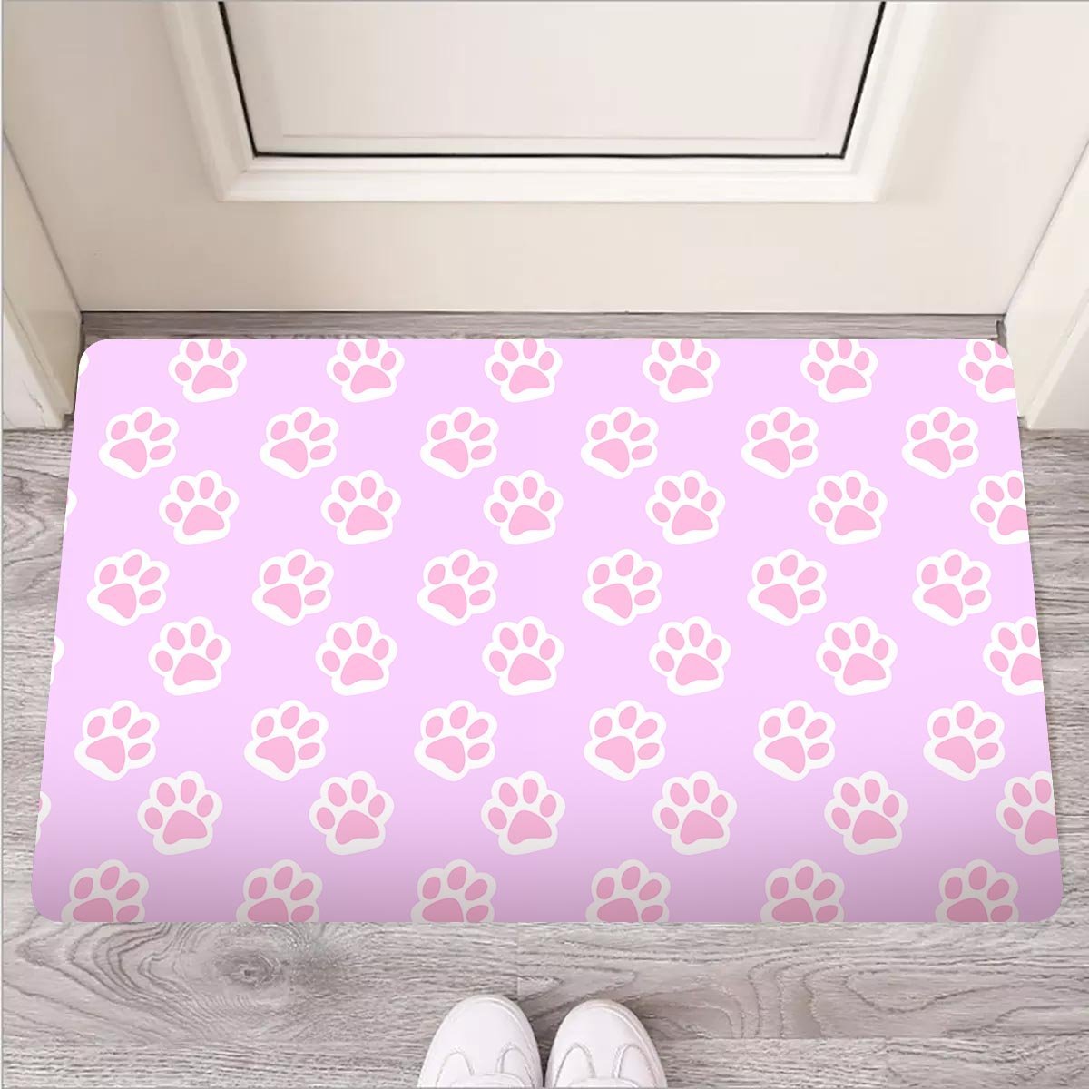 Pink Pastel Paw Door Mat-grizzshop